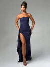 Mila | strapless maxi met hoge split