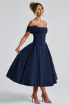 Isabella | Elegant Midi Jurkje Navy Blauw