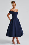 Isabella | Elegant Midi Jurkje Navy Blauw