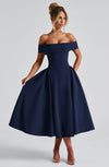 Isabella | Elegant Midi Jurkje Navy Blauw